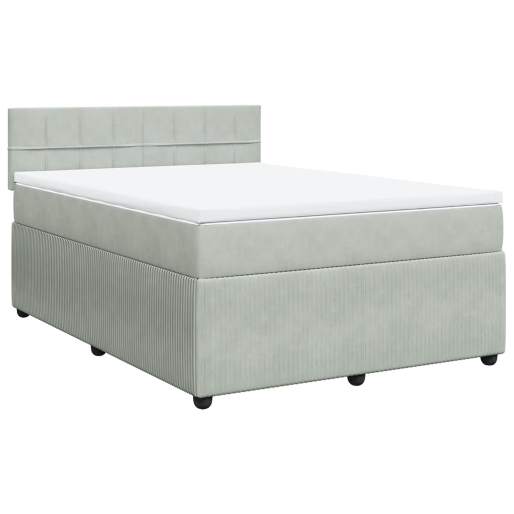 Boxspring met matras fluweel lichtgrijs 160x200 cm is nu te koop bij PeponiXL, paradijselijk wonen!
