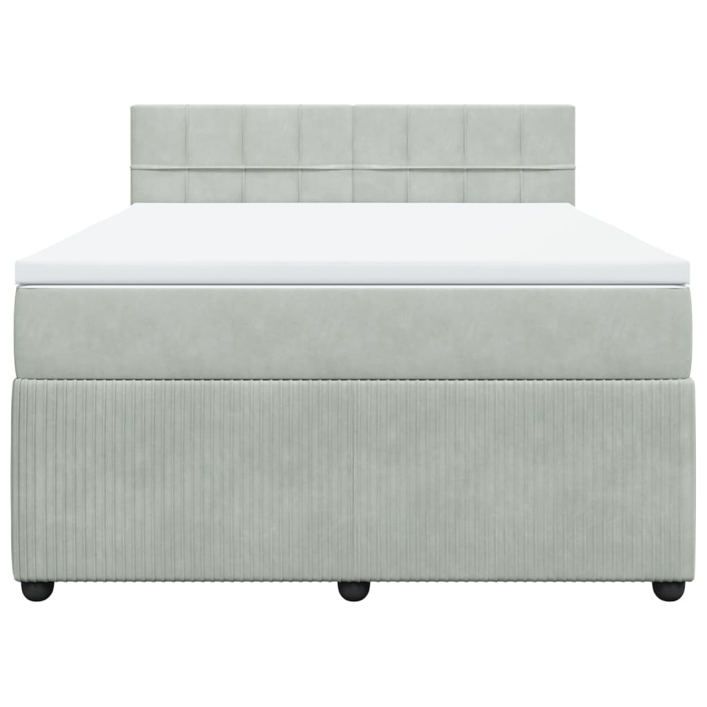 Boxspring met matras fluweel lichtgrijs 160x200 cm is nu te koop bij PeponiXL, paradijselijk wonen!