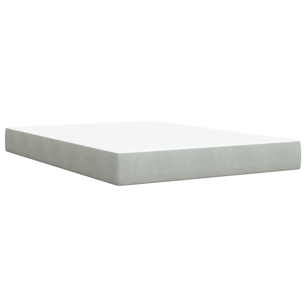 Boxspring met matras fluweel lichtgrijs 160x200 cm is nu te koop bij PeponiXL, paradijselijk wonen!