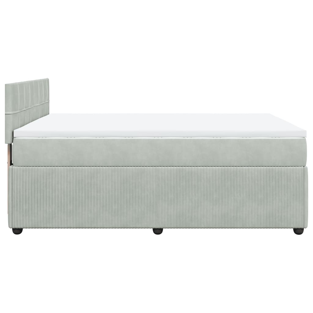 Boxspring met matras fluweel lichtgrijs 160x200 cm is nu te koop bij PeponiXL, paradijselijk wonen!