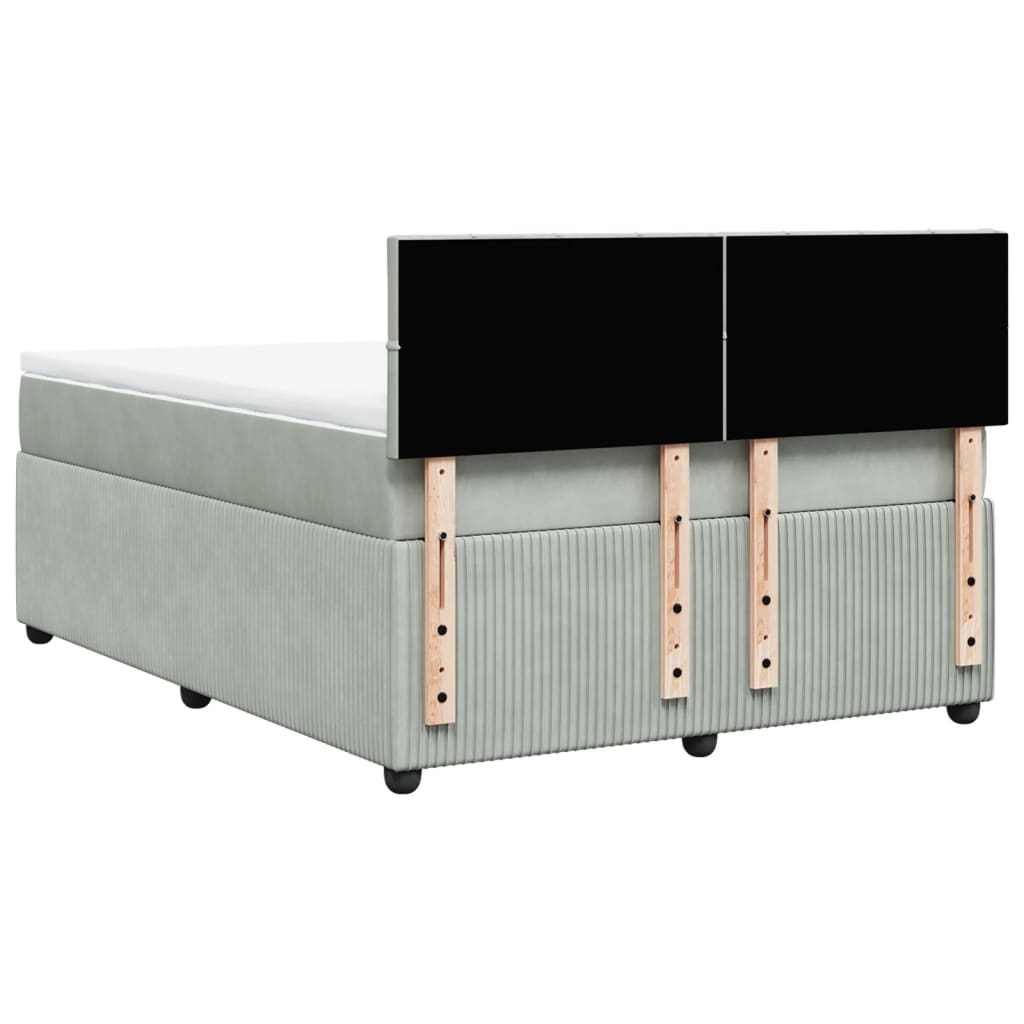 Boxspring met matras fluweel lichtgrijs 160x200 cm is nu te koop bij PeponiXL, paradijselijk wonen!