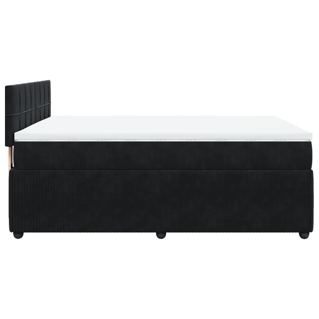 Boxspring met matras fluweel zwart 160x200 cm is nu te koop bij PeponiXL, paradijselijk wonen!