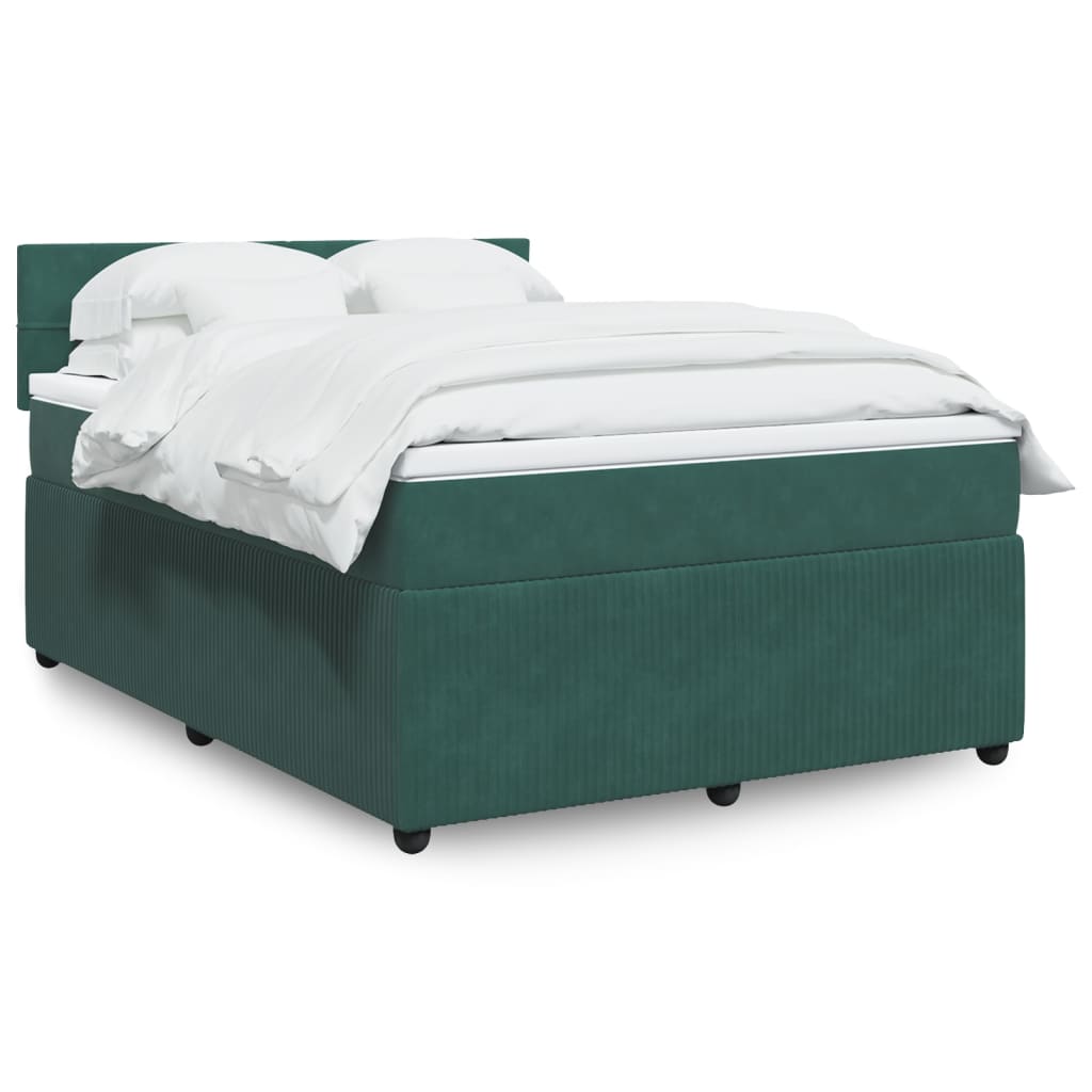 Boxspring met matras fluweel donkergroen 160x200 cm is nu te koop bij PeponiXL, paradijselijk wonen!