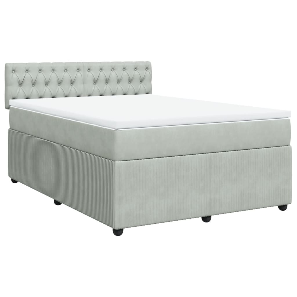 Boxspring met matras fluweel lichtgrijs 160x200 cm is nu te koop bij PeponiXL, paradijselijk wonen!