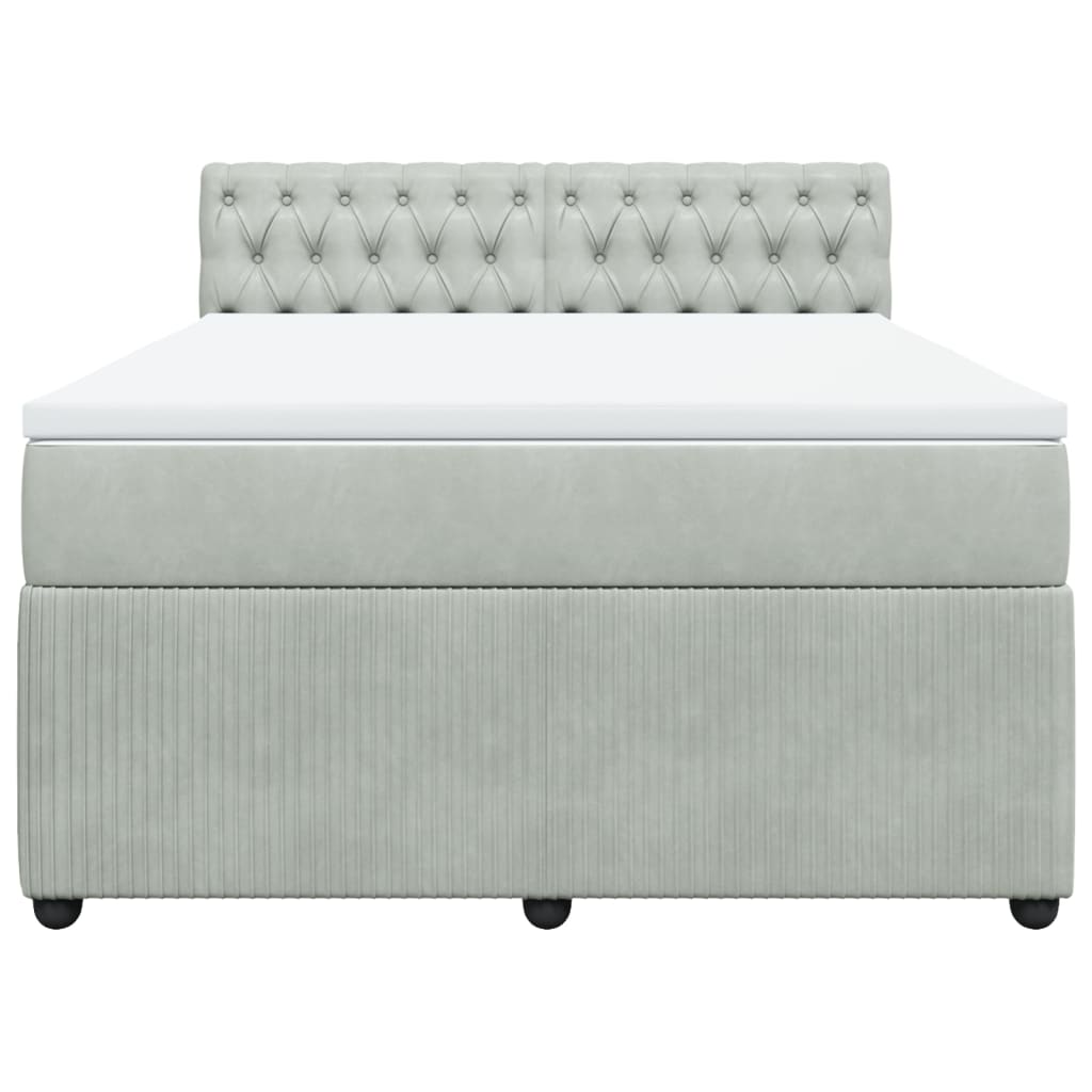 Boxspring met matras fluweel lichtgrijs 160x200 cm is nu te koop bij PeponiXL, paradijselijk wonen!