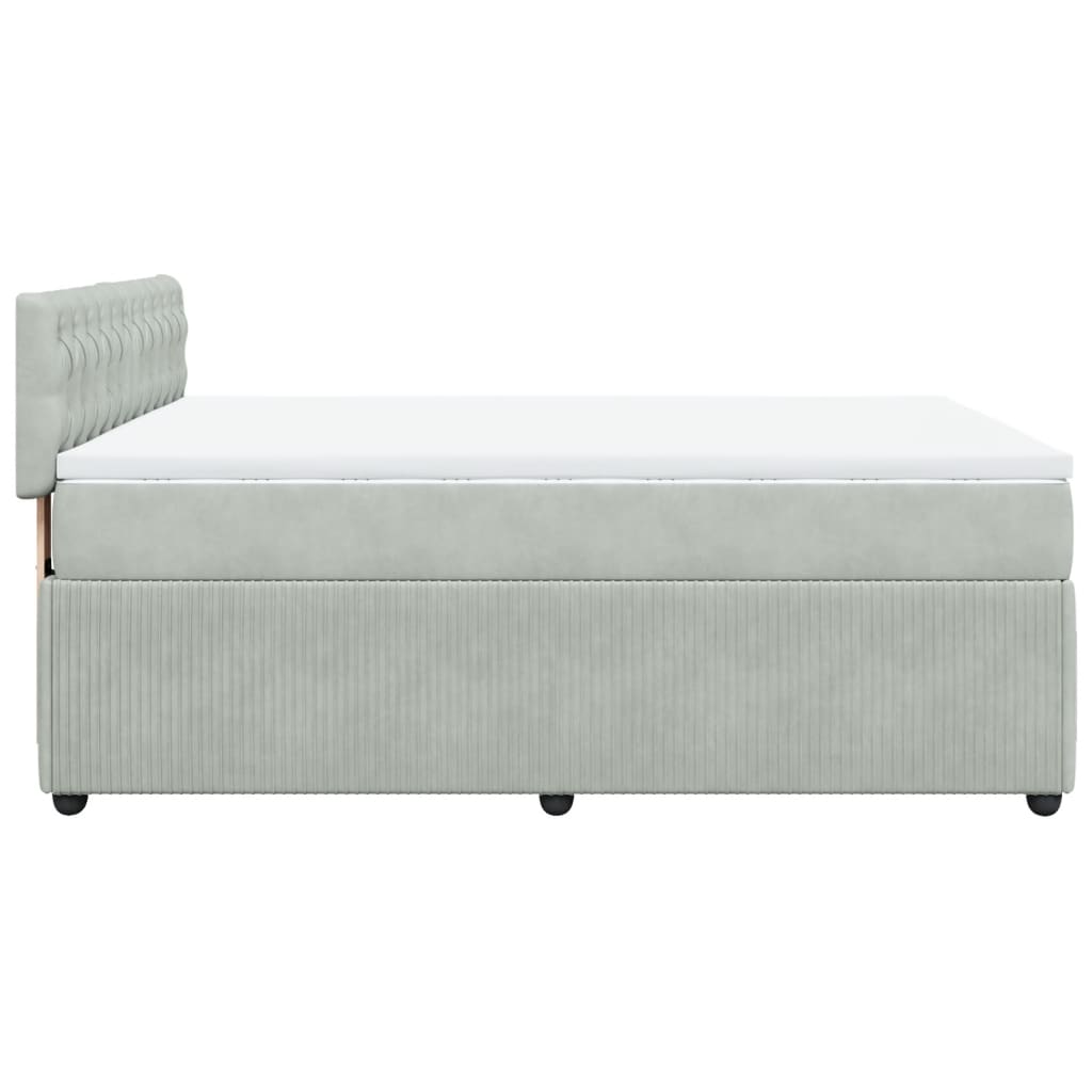 Boxspring met matras fluweel lichtgrijs 160x200 cm is nu te koop bij PeponiXL, paradijselijk wonen!