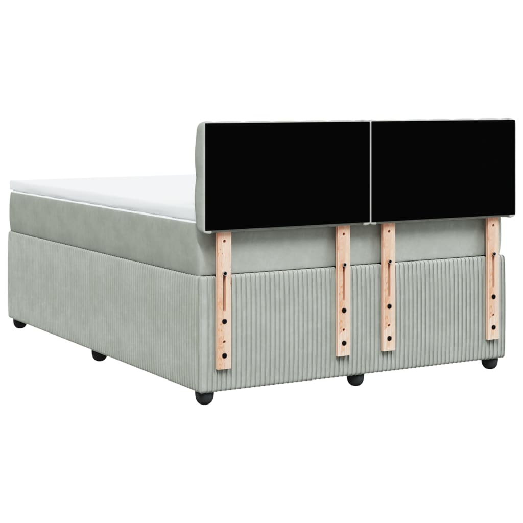 Boxspring met matras fluweel lichtgrijs 160x200 cm is nu te koop bij PeponiXL, paradijselijk wonen!
