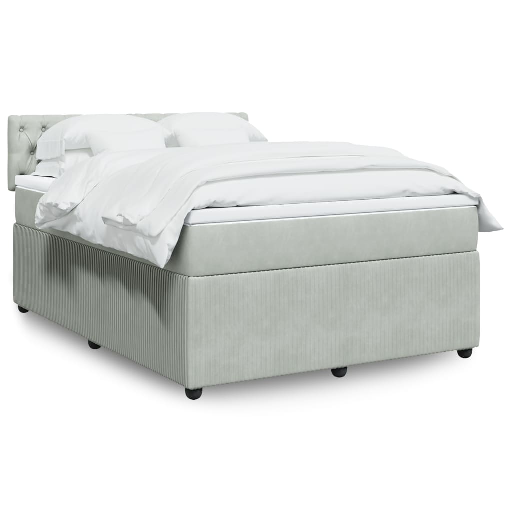 Boxspring met matras fluweel lichtgrijs 160x200 cm is nu te koop bij PeponiXL, paradijselijk wonen!