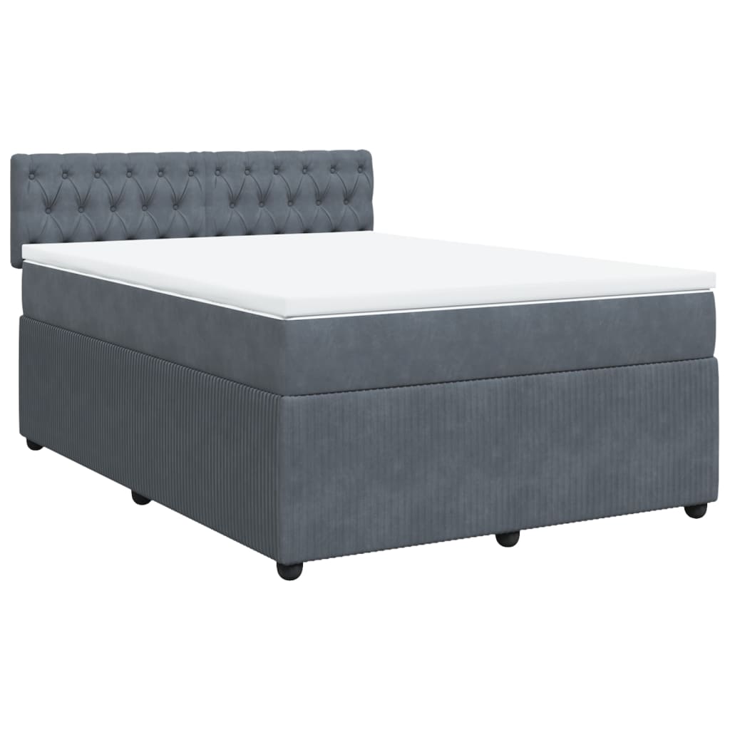 Boxspring met matras fluweel donkergrijs 160x200 cm is nu te koop bij PeponiXL, paradijselijk wonen!