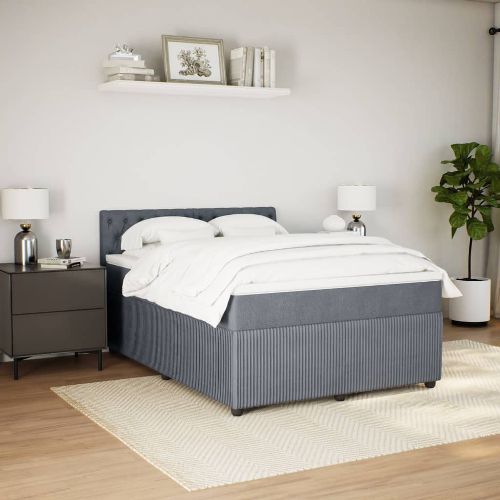 Boxspring met matras fluweel donkergrijs 160x200 cm is nu te koop bij PeponiXL, paradijselijk wonen!