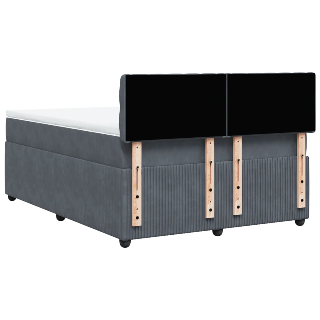 Boxspring met matras fluweel donkergrijs 160x200 cm is nu te koop bij PeponiXL, paradijselijk wonen!