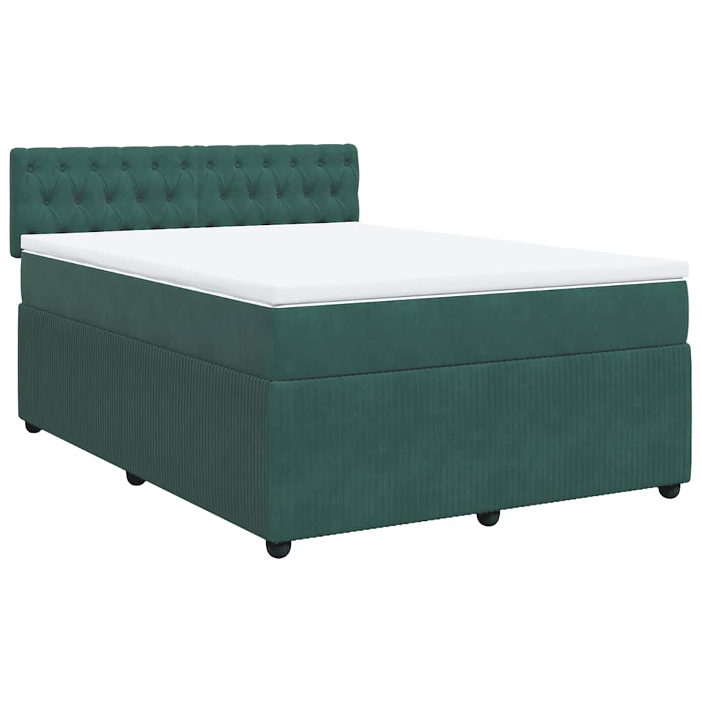 Boxspring met matras fluweel donkergroen 160x200 cm is nu te koop bij PeponiXL, paradijselijk wonen!