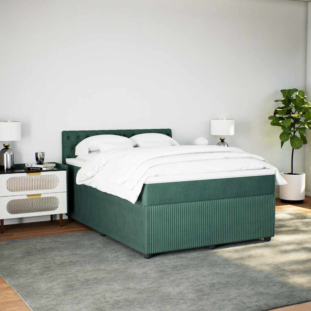 Boxspring met matras fluweel donkergroen 160x200 cm is nu te koop bij PeponiXL, paradijselijk wonen!