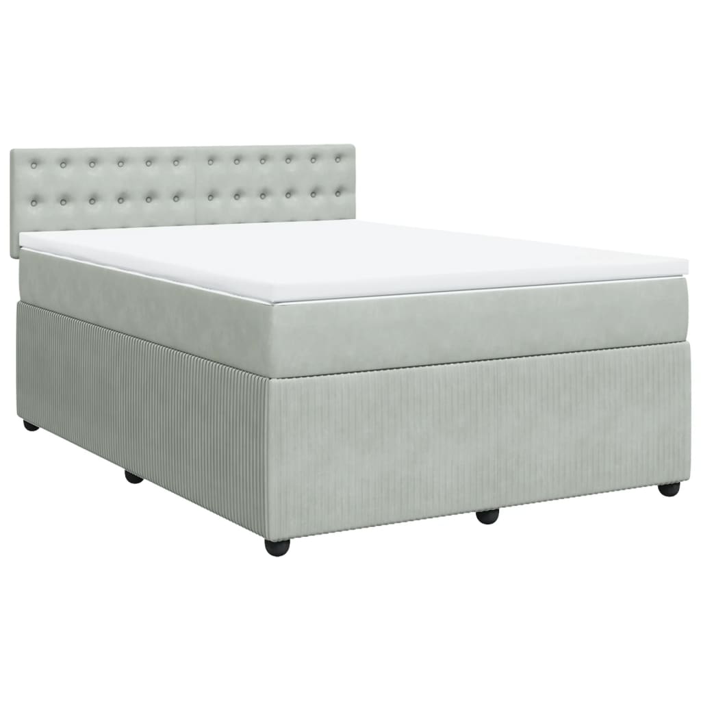 Boxspring met matras fluweel lichtgrijs 160x200 cm is nu te koop bij PeponiXL, paradijselijk wonen!