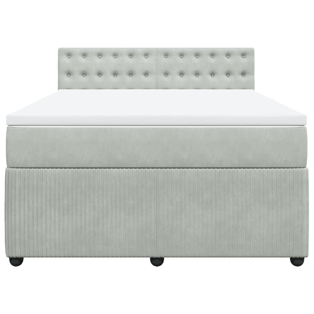 Boxspring met matras fluweel lichtgrijs 160x200 cm is nu te koop bij PeponiXL, paradijselijk wonen!