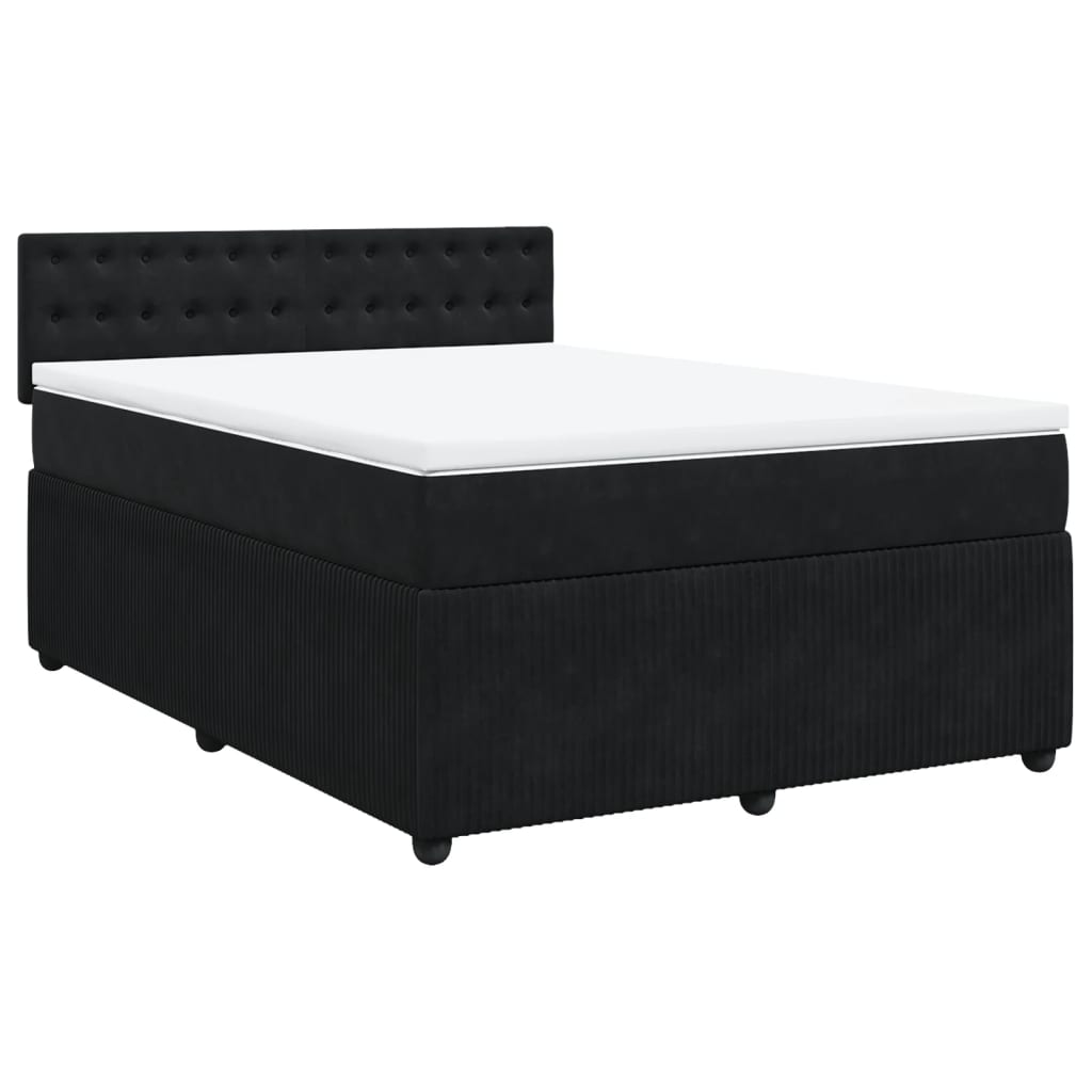 Boxspring met matras fluweel zwart 160x200 cm is nu te koop bij PeponiXL, paradijselijk wonen!