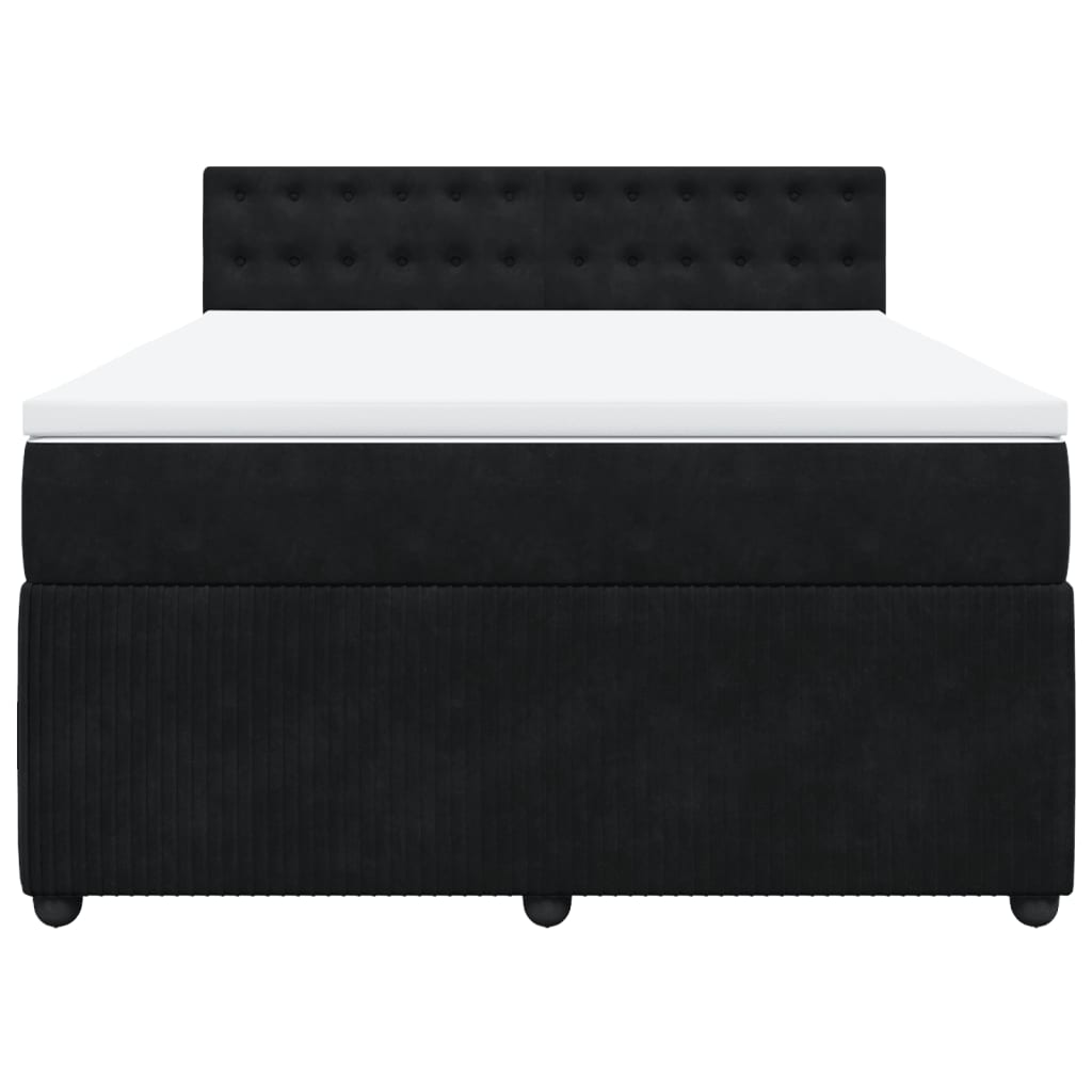 Boxspring met matras fluweel zwart 160x200 cm is nu te koop bij PeponiXL, paradijselijk wonen!