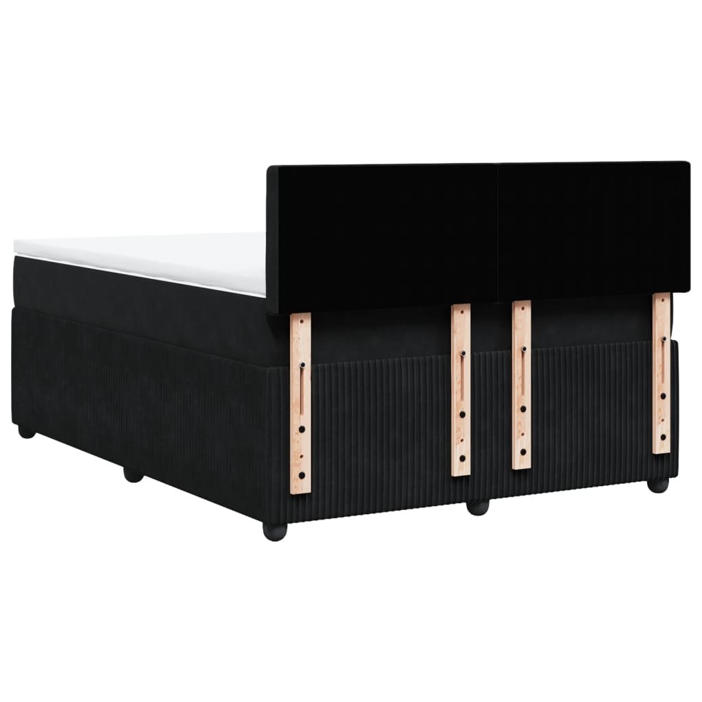 Boxspring met matras fluweel zwart 160x200 cm is nu te koop bij PeponiXL, paradijselijk wonen!
