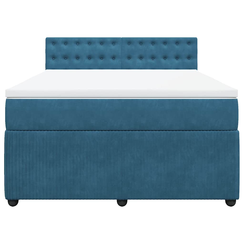 Boxspring met matras fluweel blauw 160x200 cm is nu te koop bij PeponiXL, paradijselijk wonen!