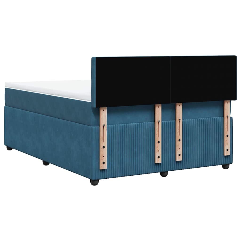 Boxspring met matras fluweel blauw 160x200 cm is nu te koop bij PeponiXL, paradijselijk wonen!