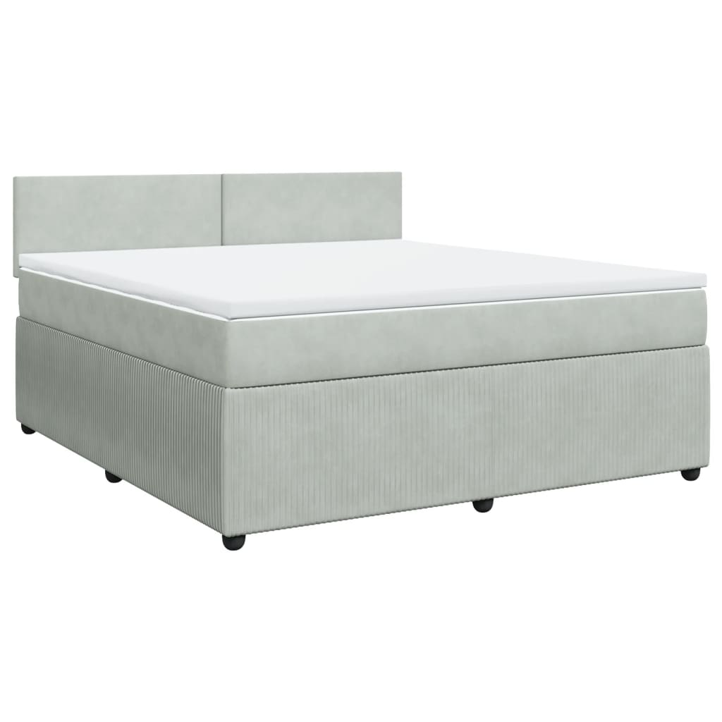 Boxspring met matras fluweel lichtgrijs 180x200 cm is nu te koop bij PeponiXL, paradijselijk wonen!