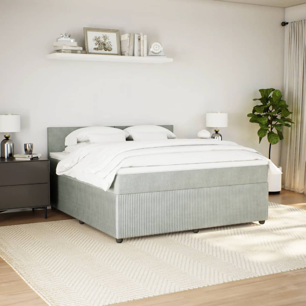 Boxspring met matras fluweel lichtgrijs 180x200 cm is nu te koop bij PeponiXL, paradijselijk wonen!