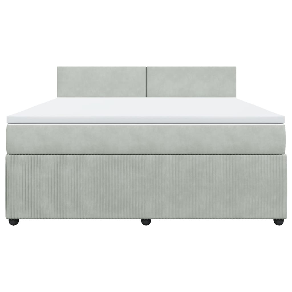 Boxspring met matras fluweel lichtgrijs 180x200 cm is nu te koop bij PeponiXL, paradijselijk wonen!