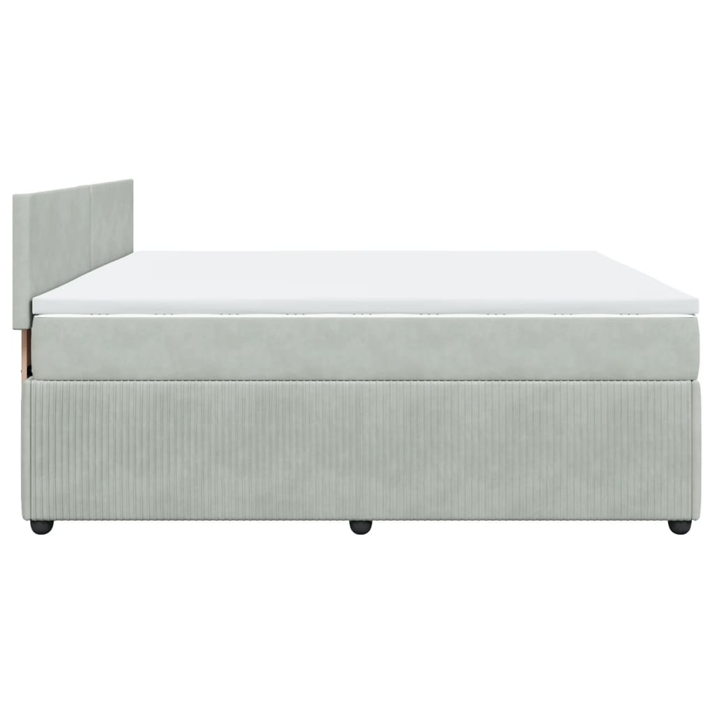 Boxspring met matras fluweel lichtgrijs 180x200 cm is nu te koop bij PeponiXL, paradijselijk wonen!