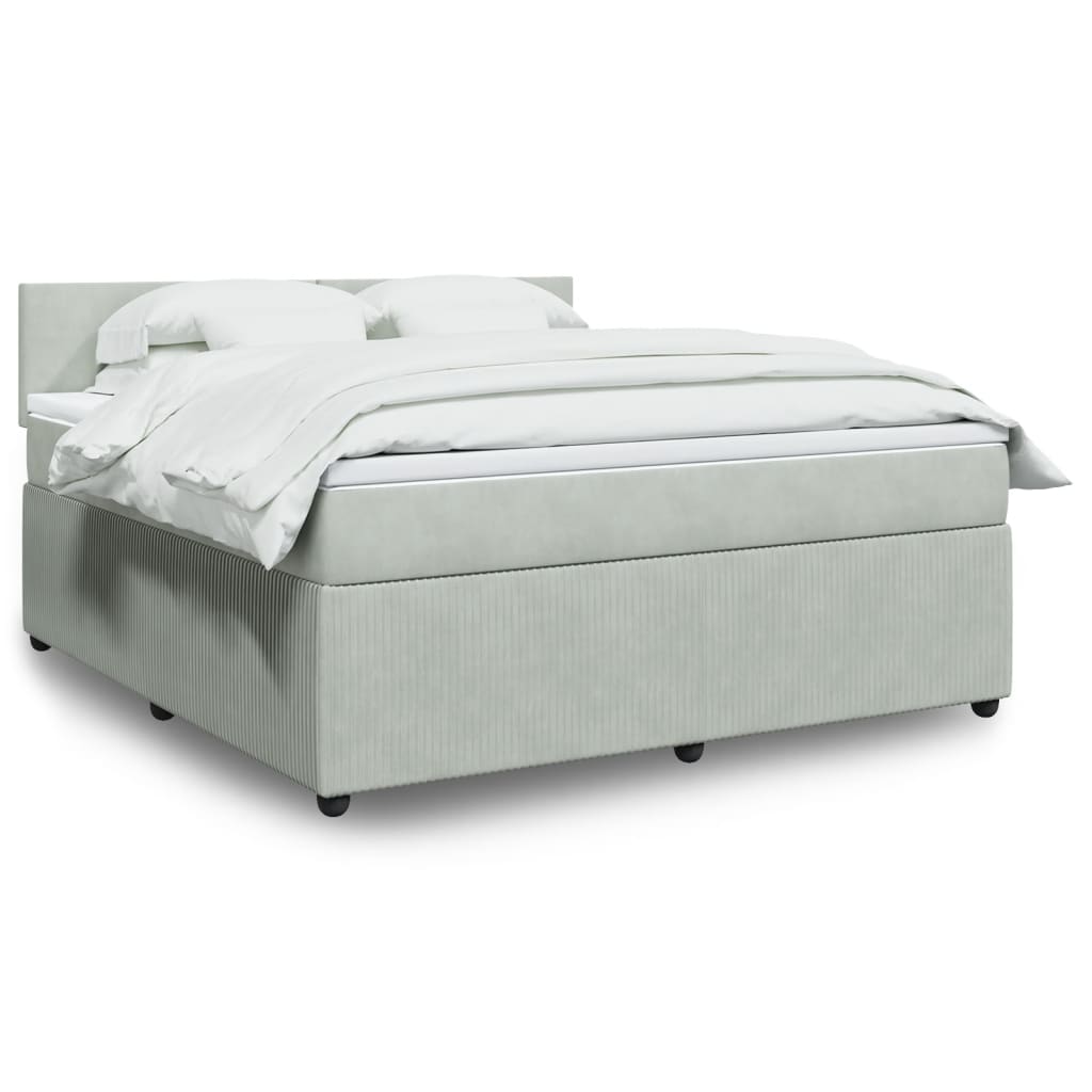 Boxspring met matras fluweel lichtgrijs 180x200 cm is nu te koop bij PeponiXL, paradijselijk wonen!