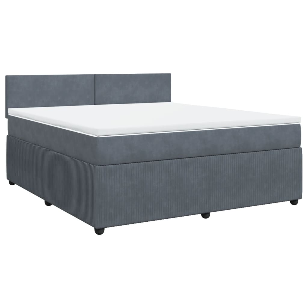 Boxspring met matras fluweel donkergrijs 180x200 cm is nu te koop bij PeponiXL, paradijselijk wonen!