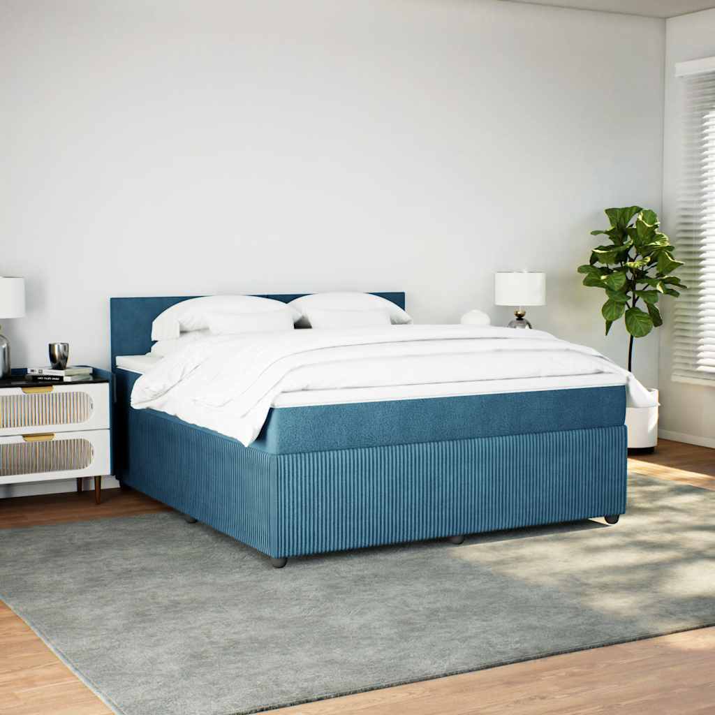 Boxspring met matras fluweel blauw 180x200 cm is nu te koop bij PeponiXL, paradijselijk wonen!