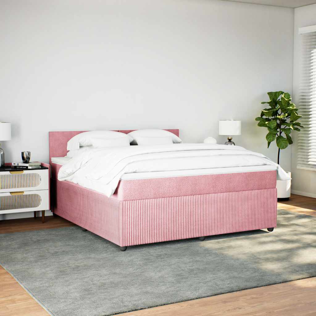 Boxspring met matras fluweel roze 180x200 cm is nu te koop bij PeponiXL, paradijselijk wonen!