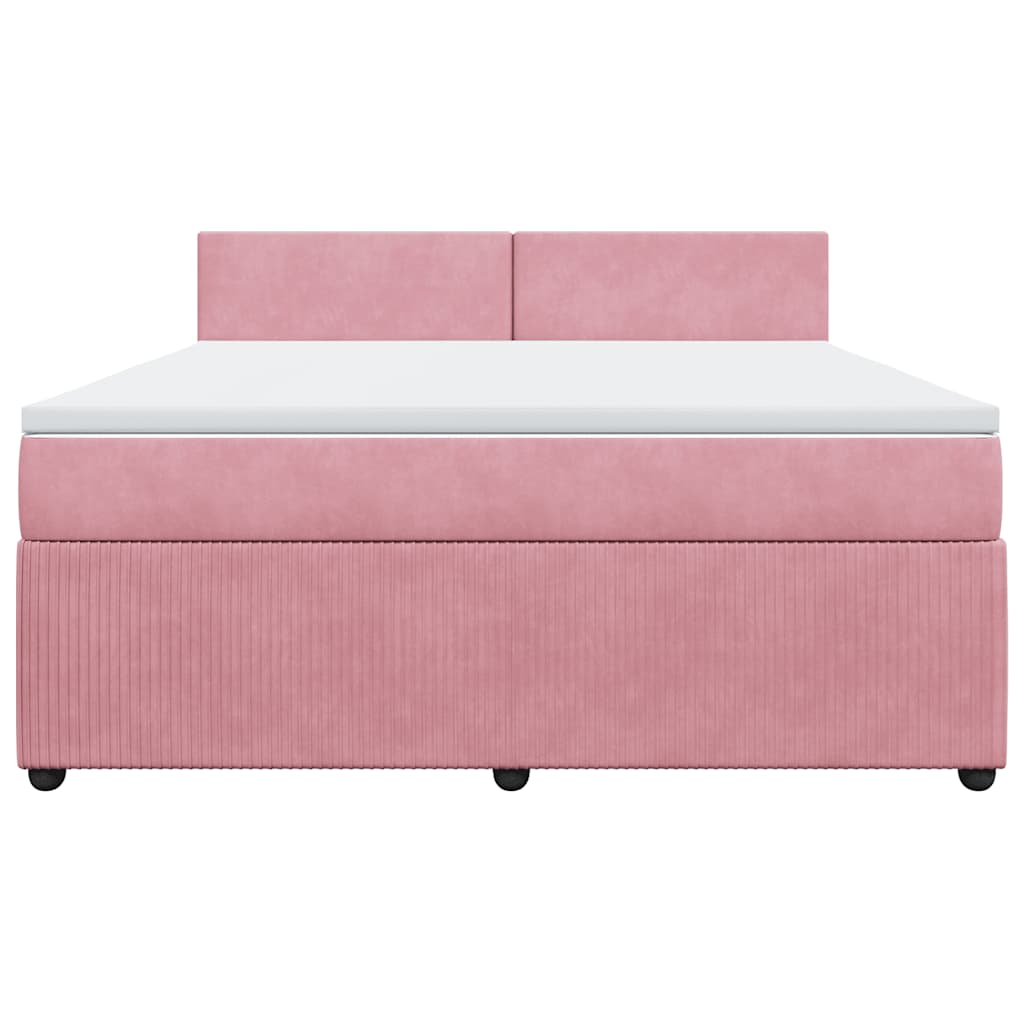 Boxspring met matras fluweel roze 180x200 cm is nu te koop bij PeponiXL, paradijselijk wonen!