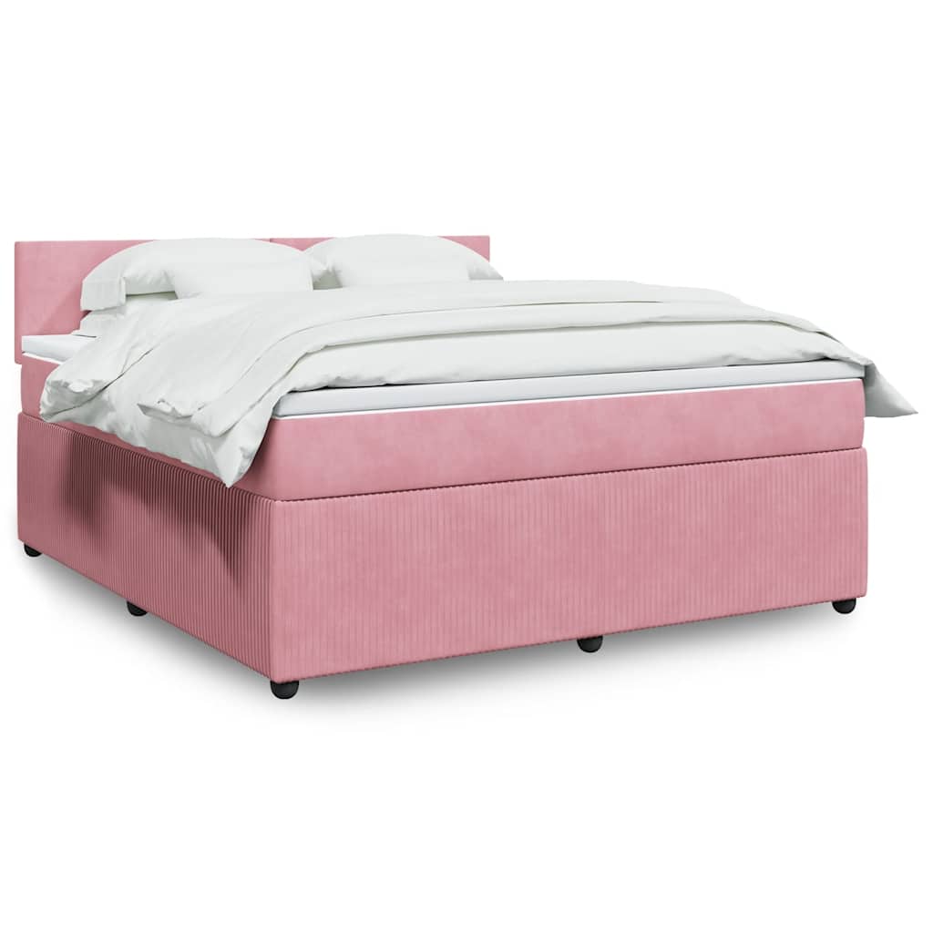 Boxspring met matras fluweel roze 180x200 cm is nu te koop bij PeponiXL, paradijselijk wonen!
