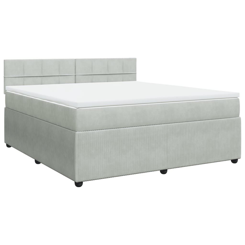 Boxspring met matras fluweel lichtgrijs 180x200 cm is nu te koop bij PeponiXL, paradijselijk wonen!