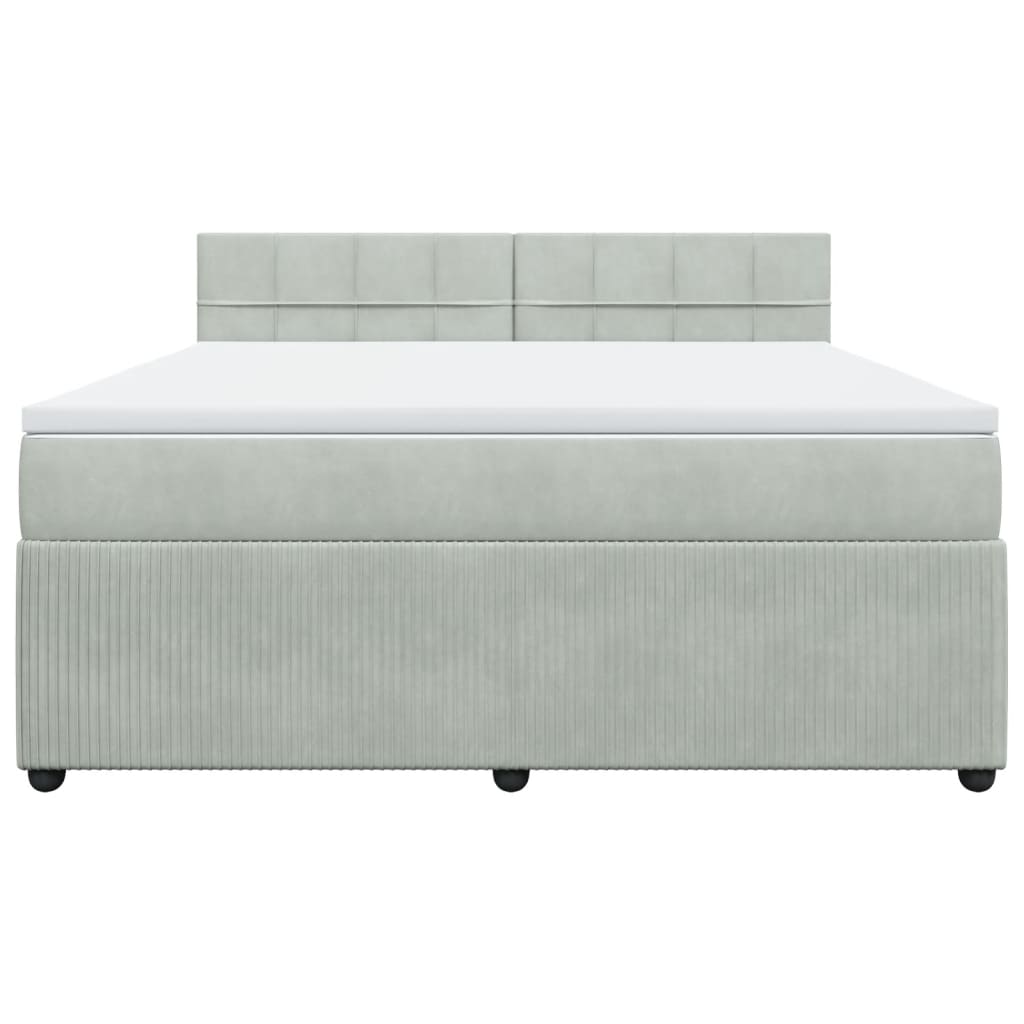 Boxspring met matras fluweel lichtgrijs 180x200 cm is nu te koop bij PeponiXL, paradijselijk wonen!