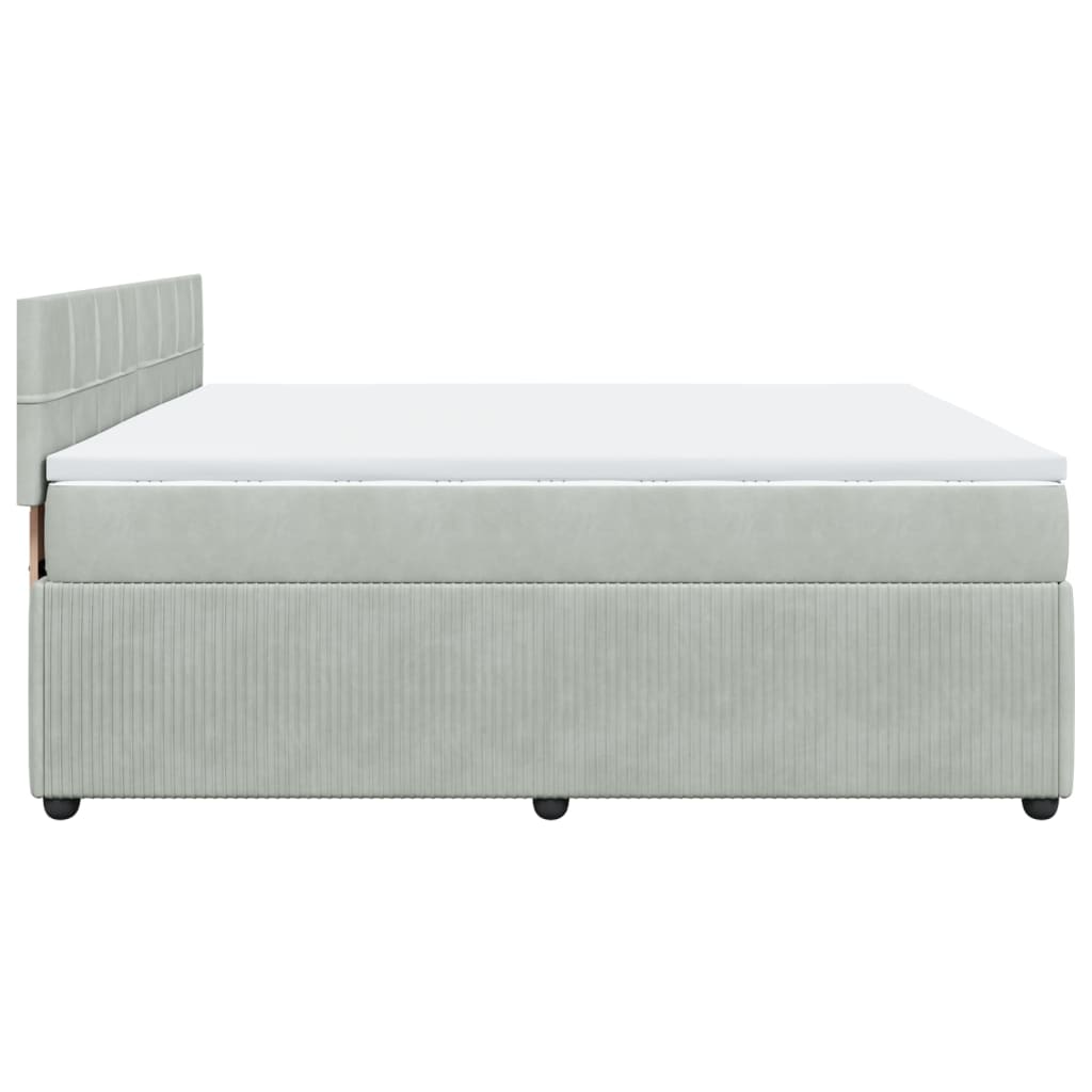Boxspring met matras fluweel lichtgrijs 180x200 cm is nu te koop bij PeponiXL, paradijselijk wonen!