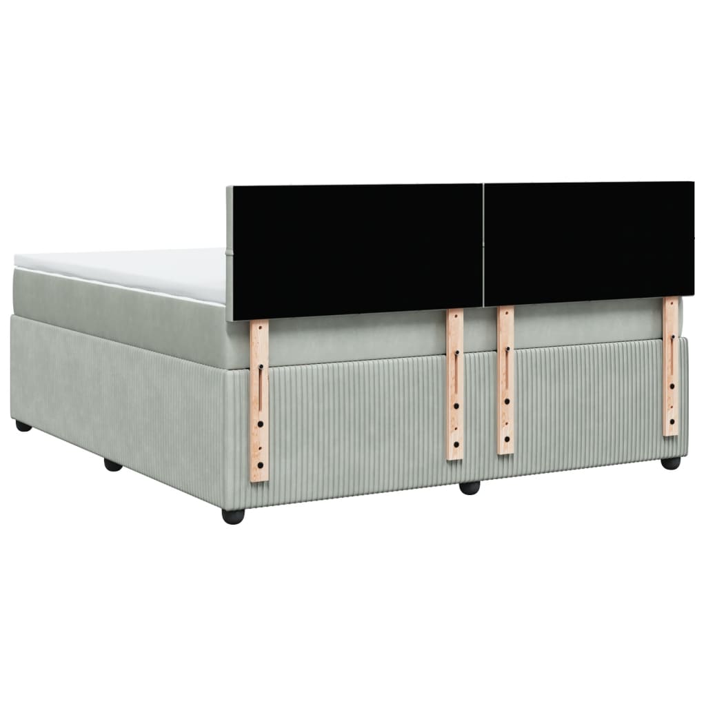 Boxspring met matras fluweel lichtgrijs 180x200 cm is nu te koop bij PeponiXL, paradijselijk wonen!