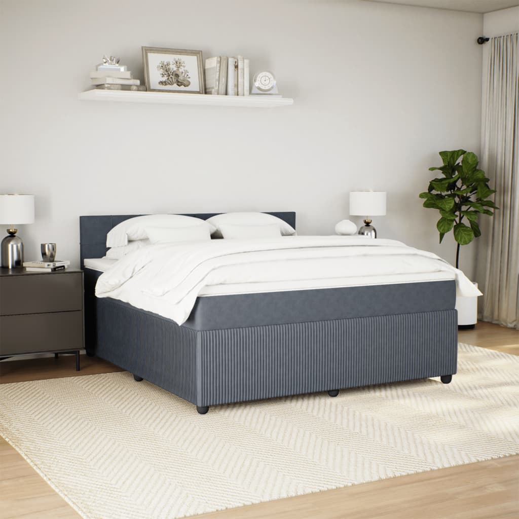 Boxspring met matras fluweel donkergrijs 180x200 cm is nu te koop bij PeponiXL, paradijselijk wonen!