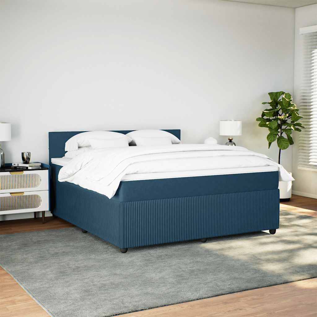 Boxspring met matras fluweel blauw 180x200 cm is nu te koop bij PeponiXL, paradijselijk wonen!