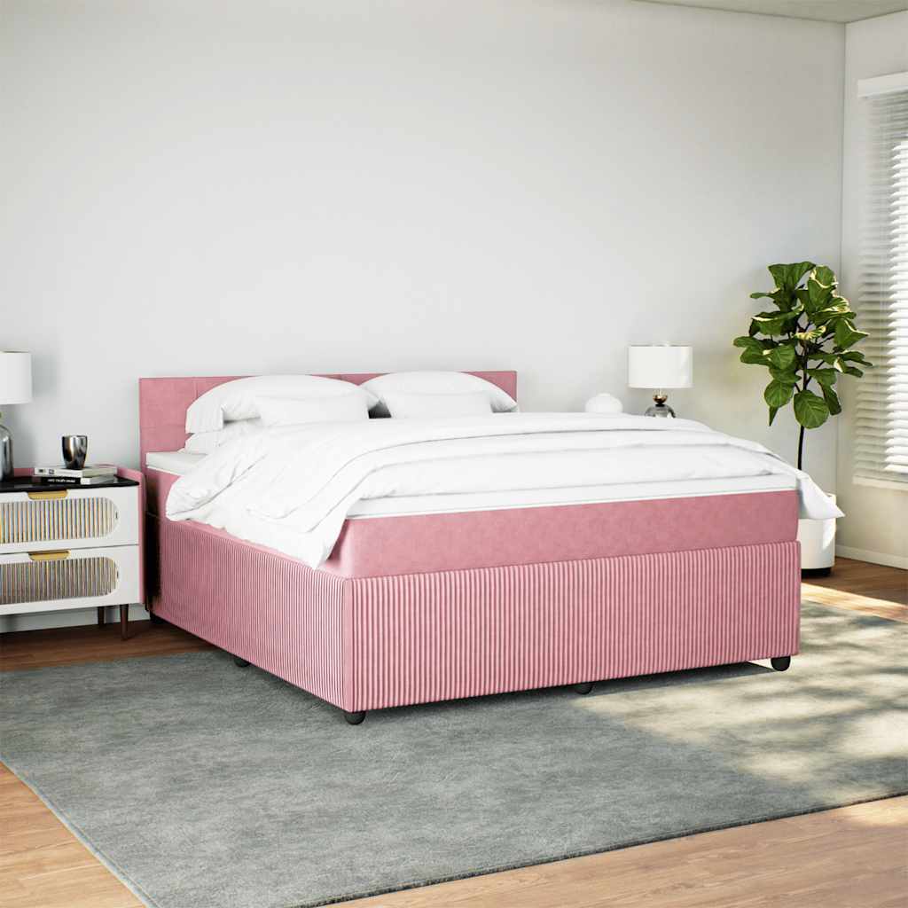 Boxspring met matras fluweel roze 180x200 cm is nu te koop bij PeponiXL, paradijselijk wonen!