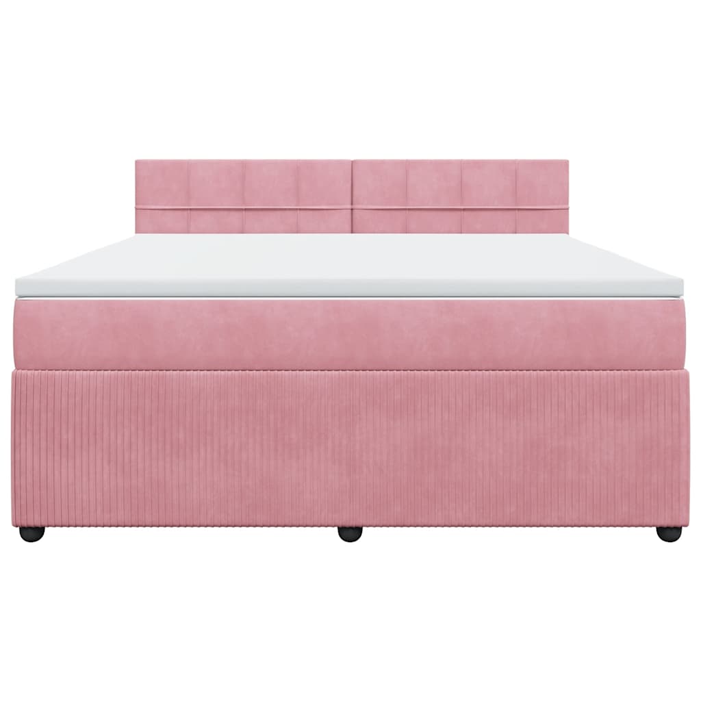 Boxspring met matras fluweel roze 180x200 cm is nu te koop bij PeponiXL, paradijselijk wonen!