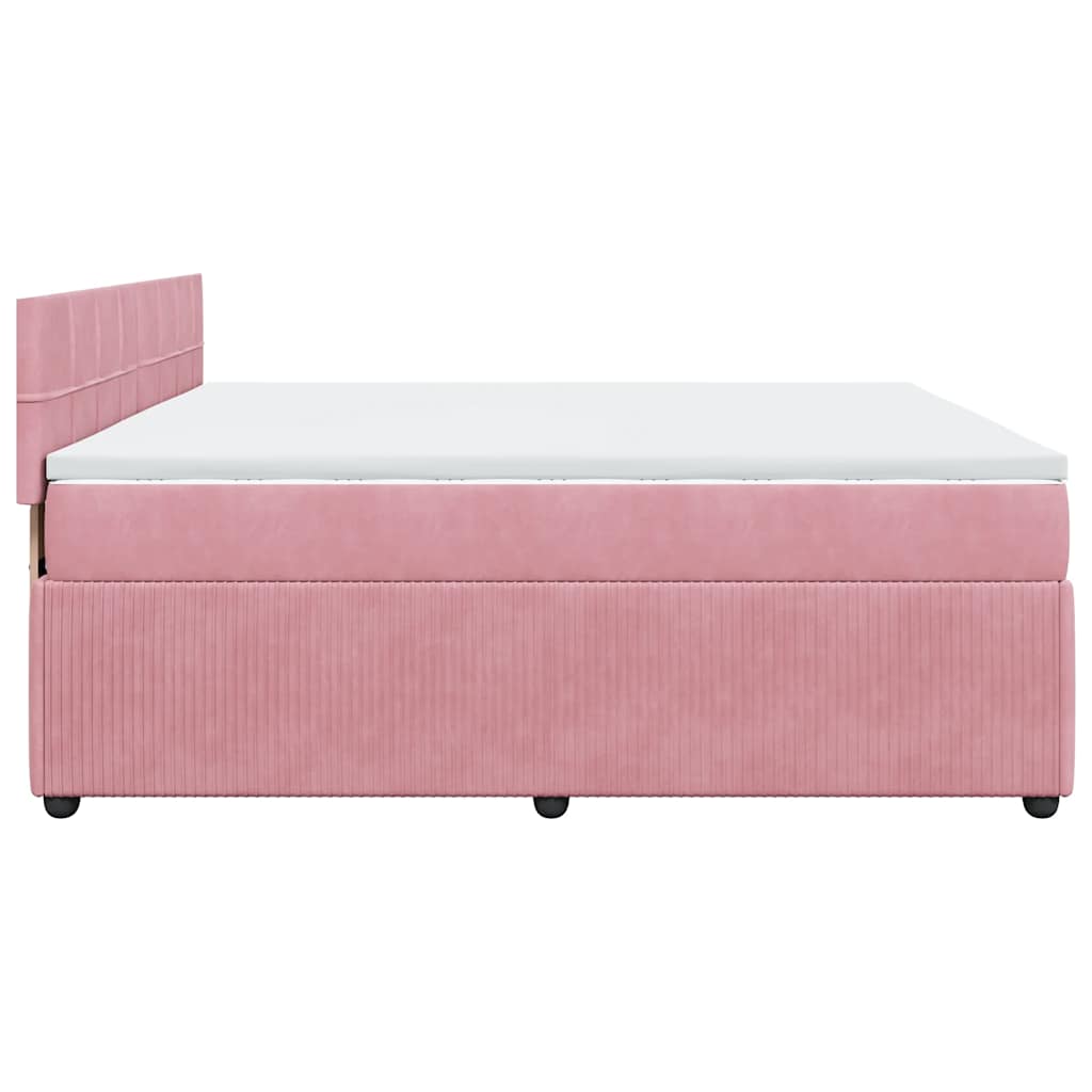 Boxspring met matras fluweel roze 180x200 cm is nu te koop bij PeponiXL, paradijselijk wonen!