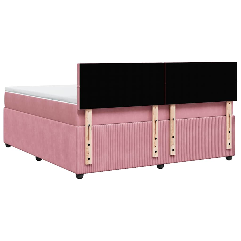 Boxspring met matras fluweel roze 180x200 cm is nu te koop bij PeponiXL, paradijselijk wonen!