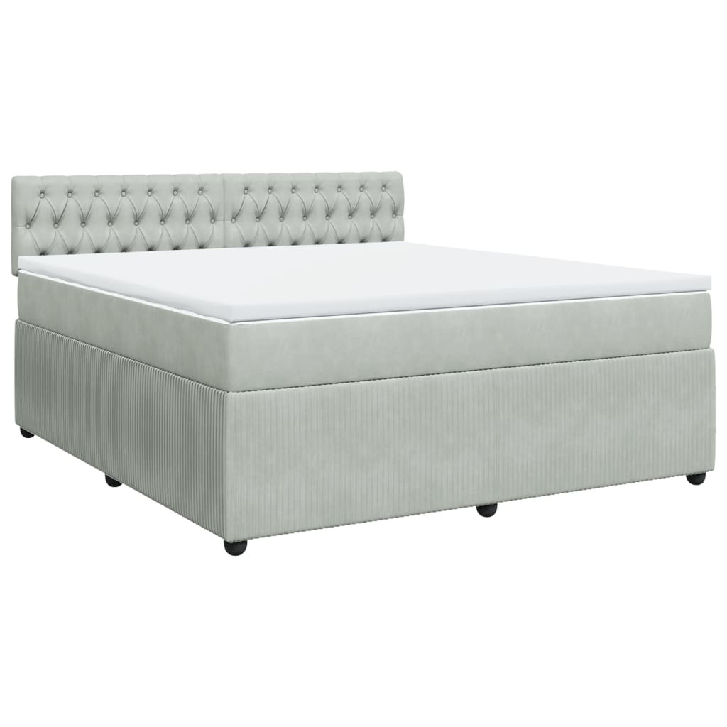 Boxspring met matras fluweel lichtgrijs 180x200 cm is nu te koop bij PeponiXL, paradijselijk wonen!