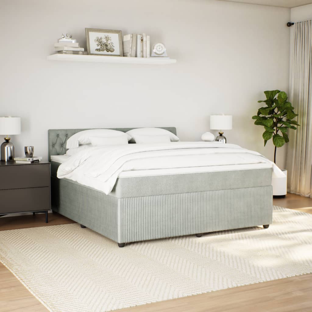 Boxspring met matras fluweel lichtgrijs 180x200 cm is nu te koop bij PeponiXL, paradijselijk wonen!