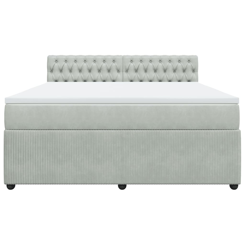 Boxspring met matras fluweel lichtgrijs 180x200 cm is nu te koop bij PeponiXL, paradijselijk wonen!