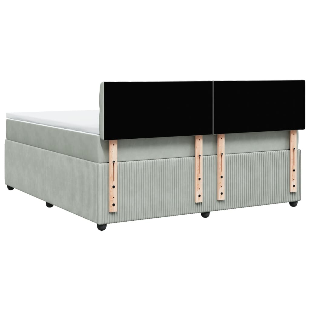 Boxspring met matras fluweel lichtgrijs 180x200 cm is nu te koop bij PeponiXL, paradijselijk wonen!