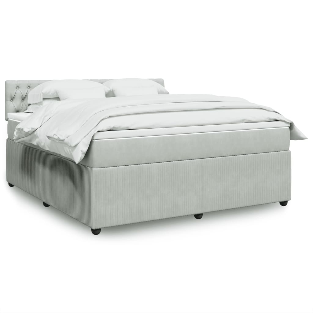 Boxspring met matras fluweel lichtgrijs 180x200 cm is nu te koop bij PeponiXL, paradijselijk wonen!