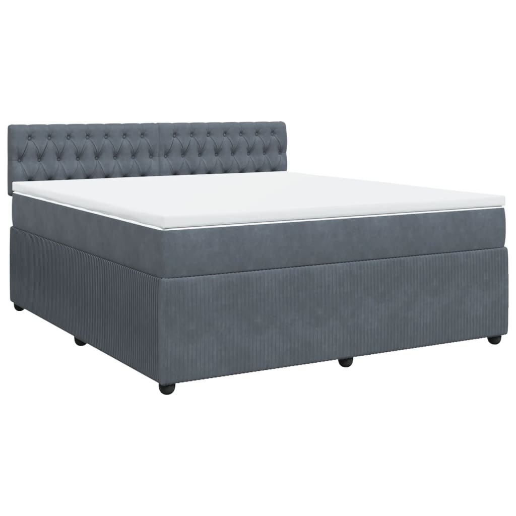 Boxspring met matras fluweel donkergrijs 180x200 cm is nu te koop bij PeponiXL, paradijselijk wonen!